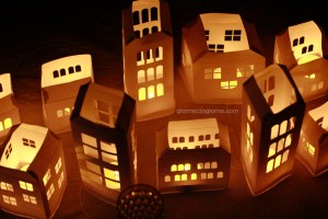 centrotavola villaggio carta faidate DIY